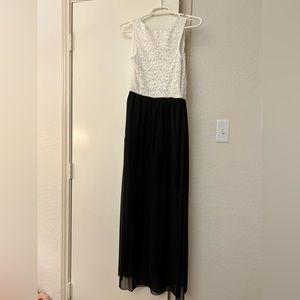 Finesse White Lace & Black Sheer Dress